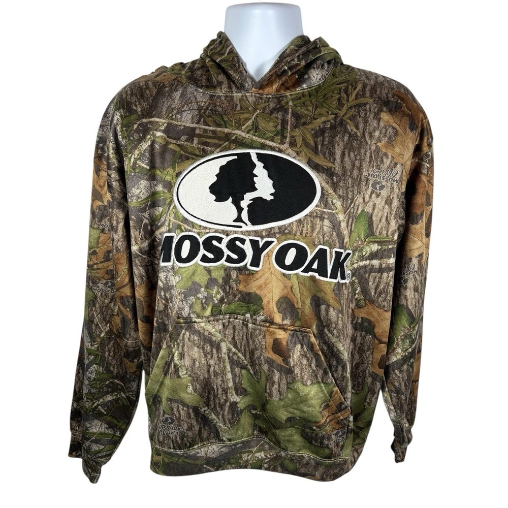 Mossy Oak Men's Camo Hoodie Sweatshirt Size Large Outdoor Hunting - 1242